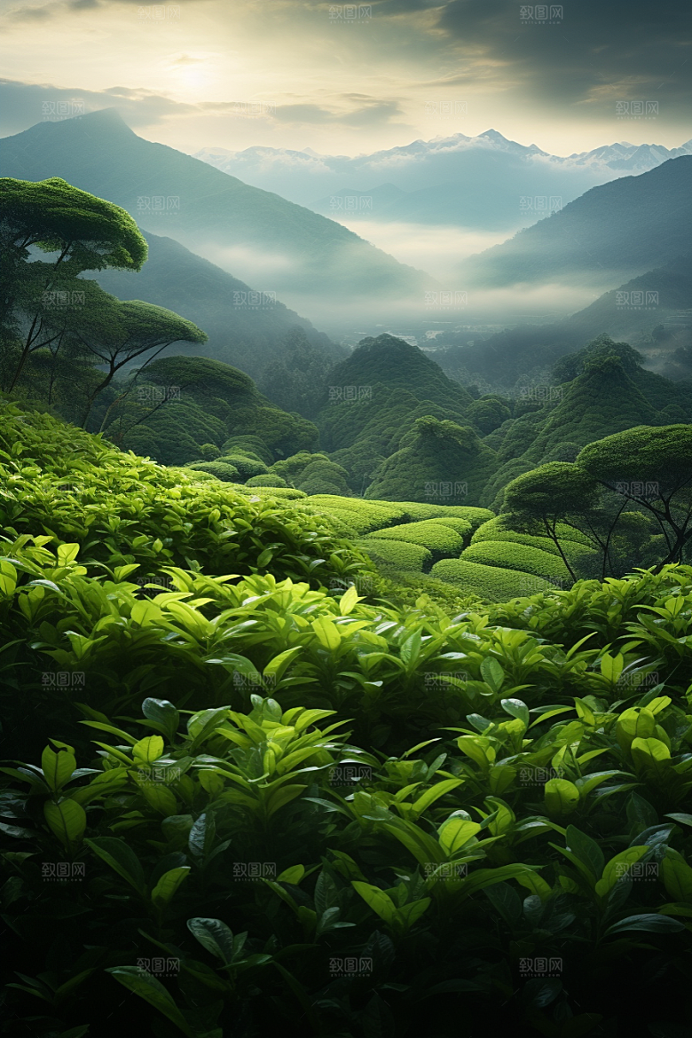 茶叶自然茶园摄影图