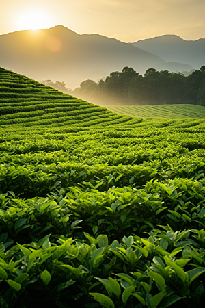 茶叶雨前龙井茶树摄影图