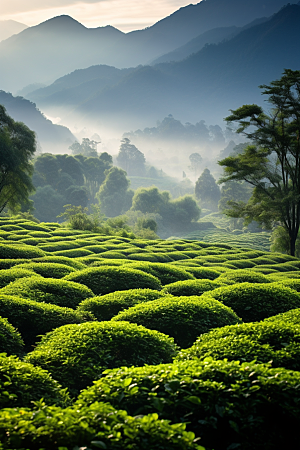 茶叶自然采茶摄影图