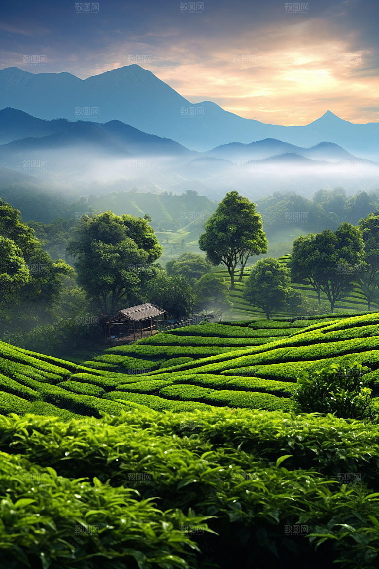 茶叶茶园采茶摄影图