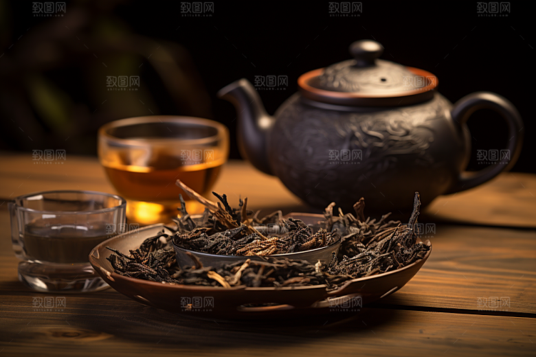 茶叶采茶清新摄影图