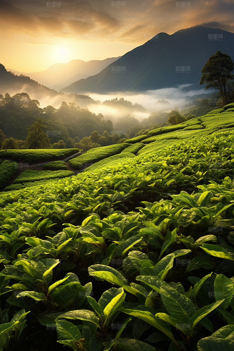 茶叶春季茶树摄影图