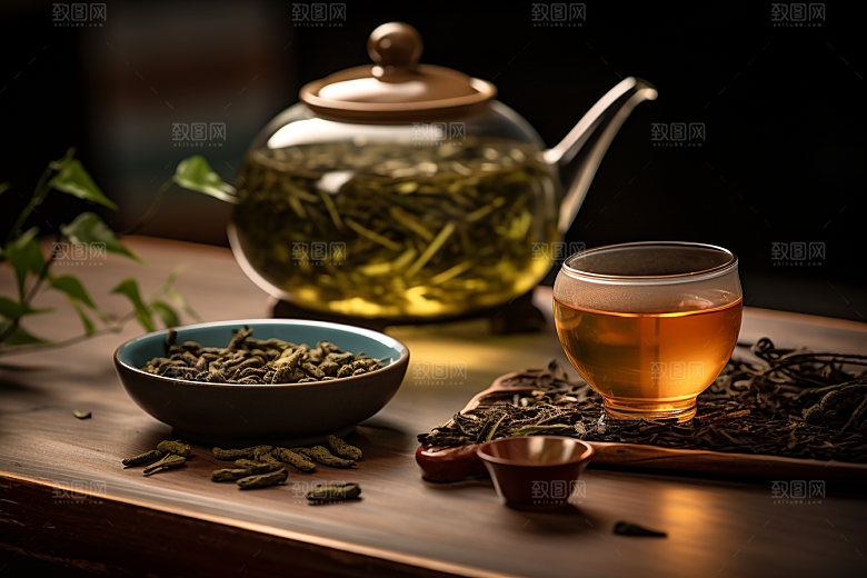 茶叶雨前龙井新茶摄影图