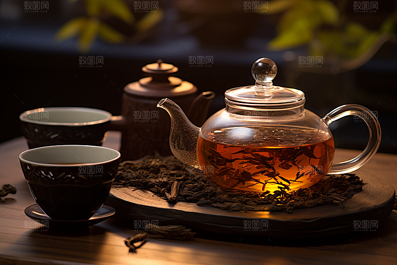 茶叶清新采茶摄影图