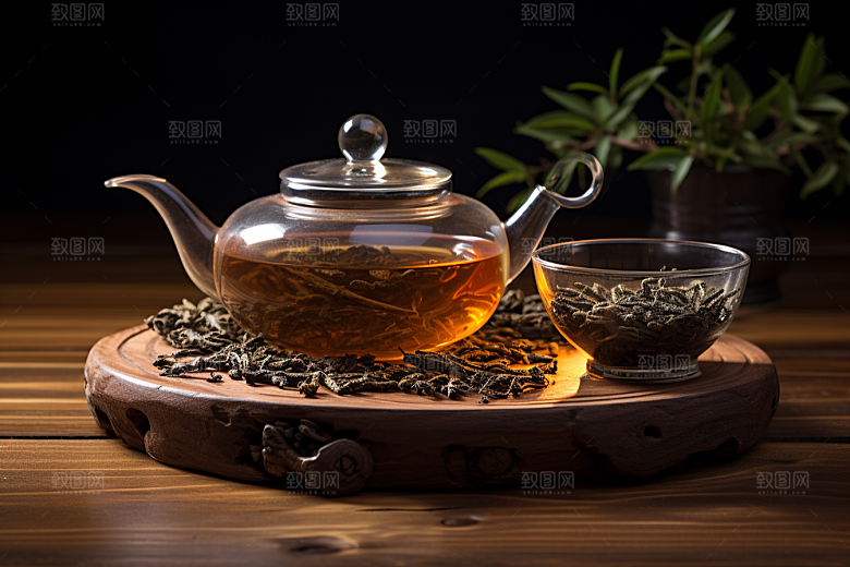 茶叶雨前龙井茶山摄影图