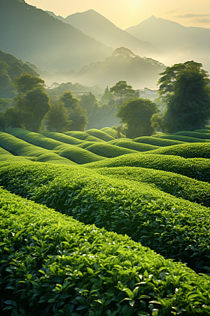 茶叶高清茶山摄影图