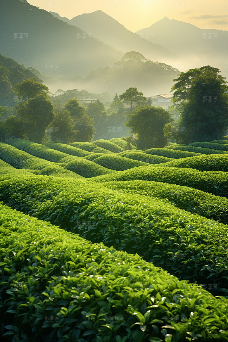 茶叶高清茶山摄影图
