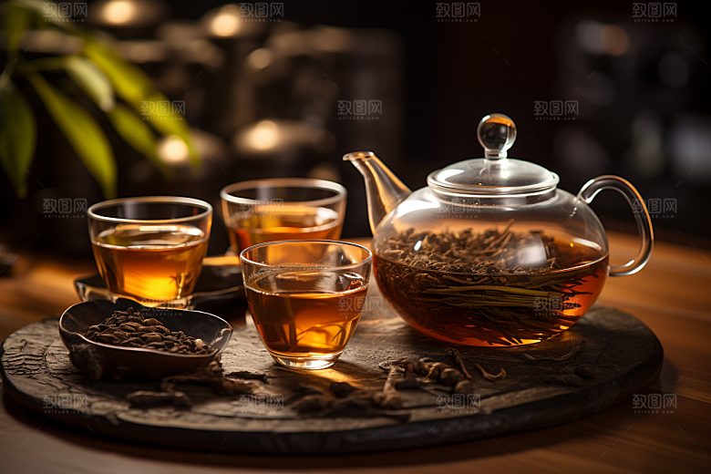 茶叶雨前龙井茶园摄影图