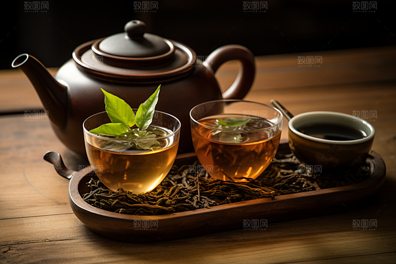 茶叶采茶茶山摄影图