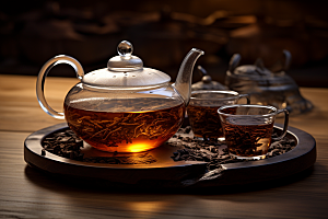 茶叶清新采茶摄影图