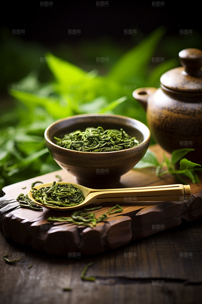 茶叶清新采茶摄影图