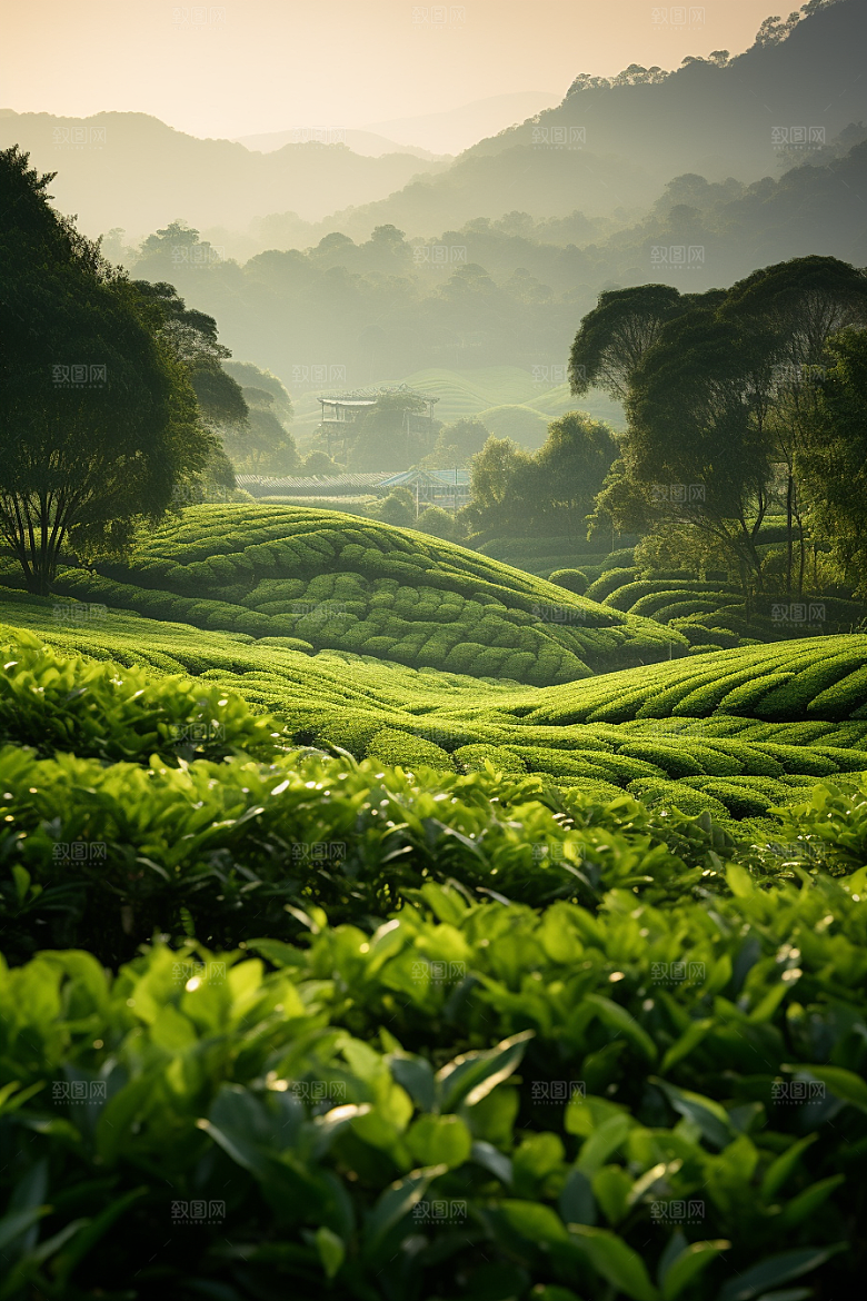 茶叶新茶茶山摄影图