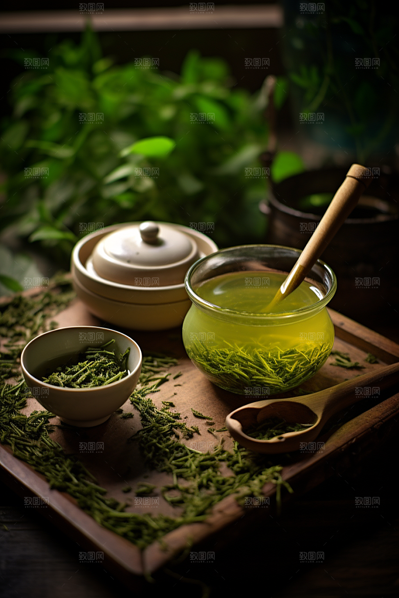 茶叶采茶雨前龙井摄影图