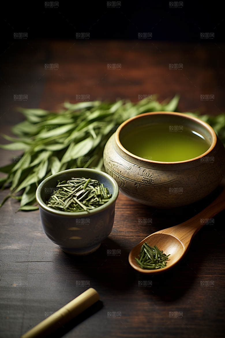 茶叶采茶清新摄影图