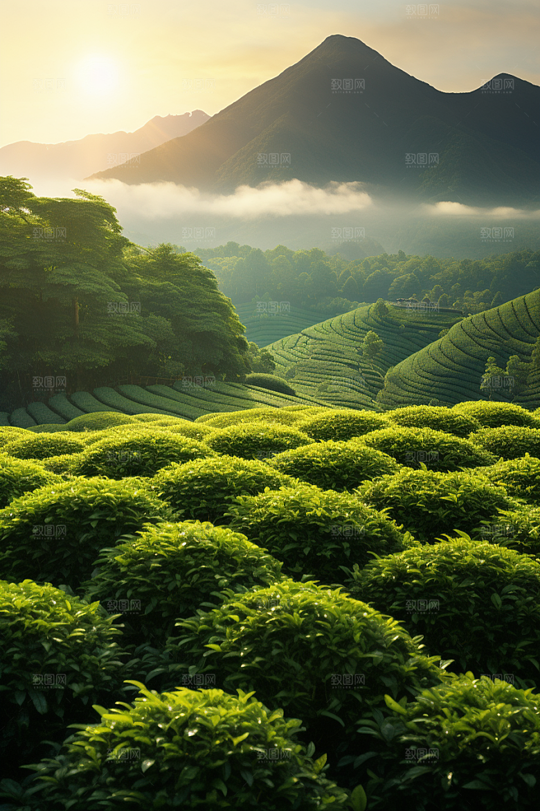 茶叶清新茶园摄影图