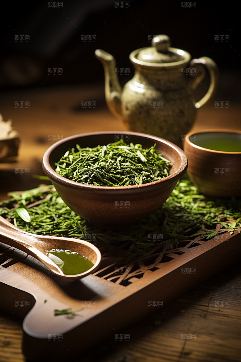 茶叶采茶春茶摄影图