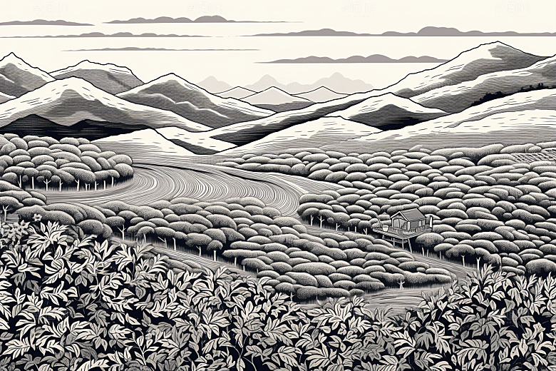 茶园雕刻传统铜版画