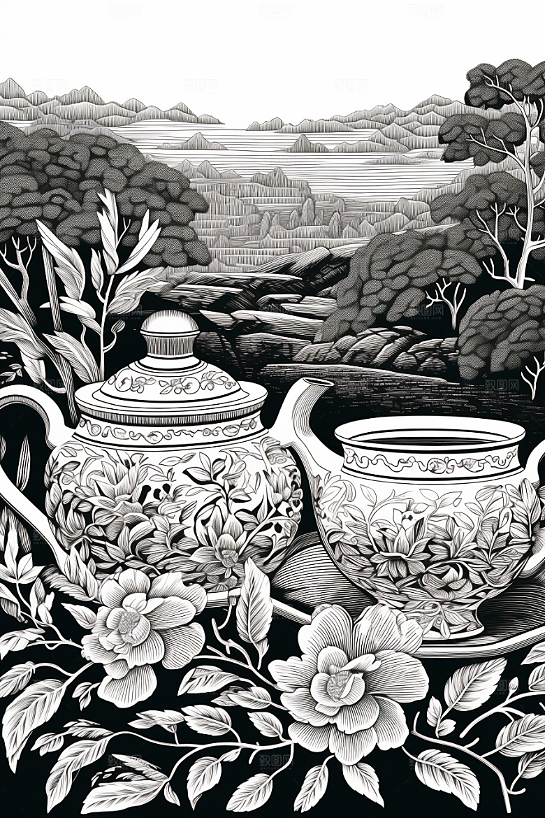 茶园传统雕刻铜版画