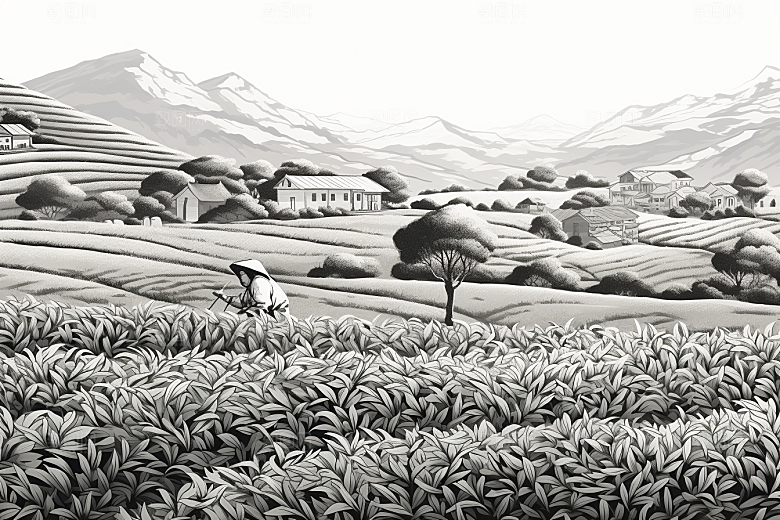 茶园传统雕刻铜版画