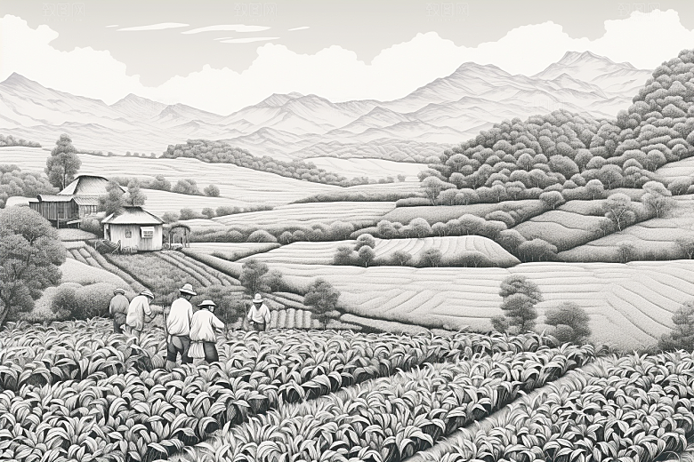 茶园传统雕刻铜版画