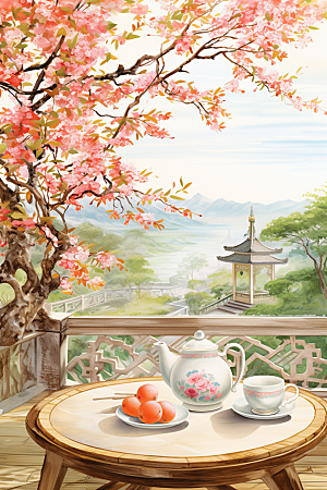 茶园传统国画铜版画