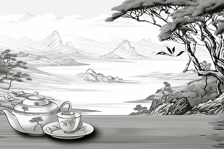 茶园国画传统铜版画