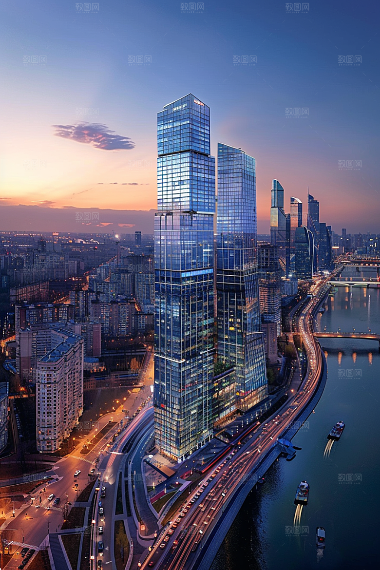 城市航拍楼宇高楼大厦摄影图