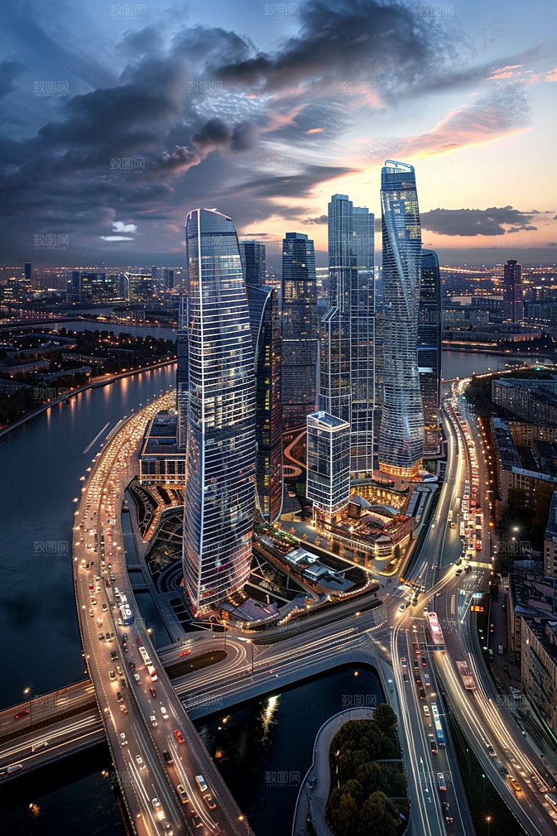 城市航拍地标建筑摄影图