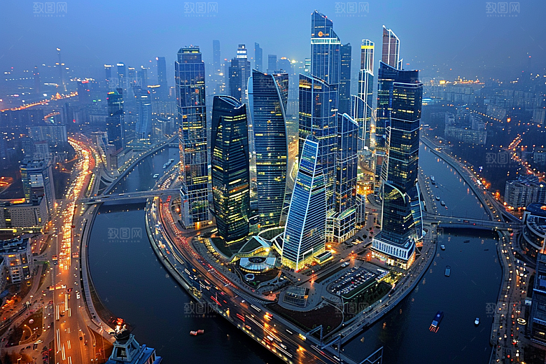 城市航拍楼宇高楼大厦摄影图