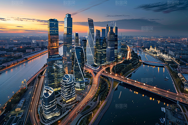城市航拍摩登都市俯拍摄影图