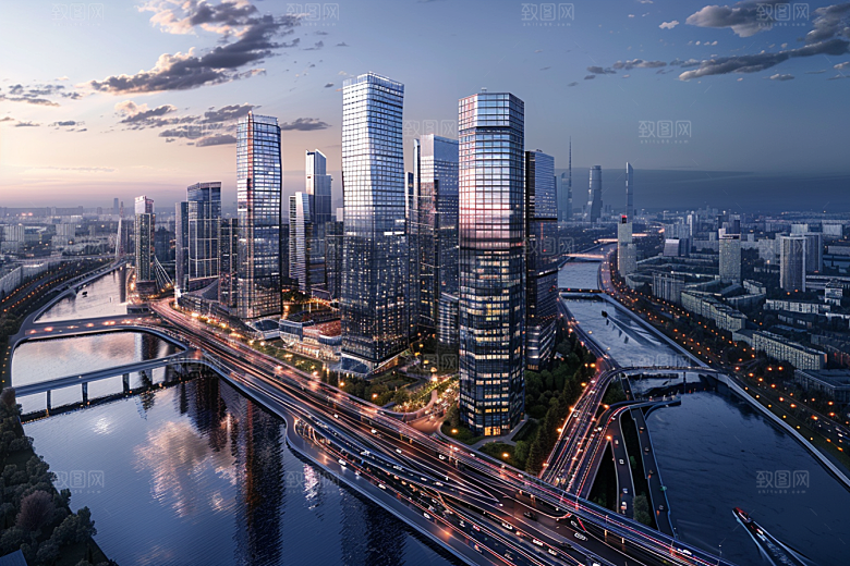城市航拍高清繁华摄影图