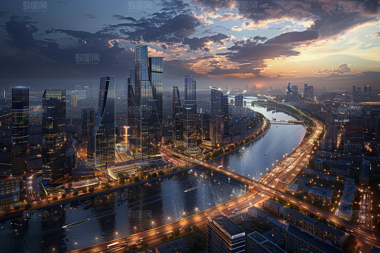 城市航拍建筑时尚摄影图