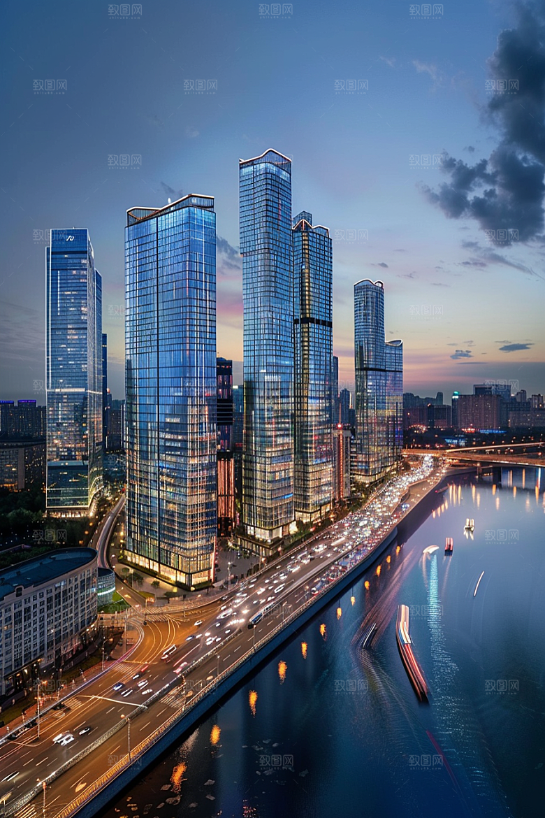 城市航拍摩登都市高清摄影图