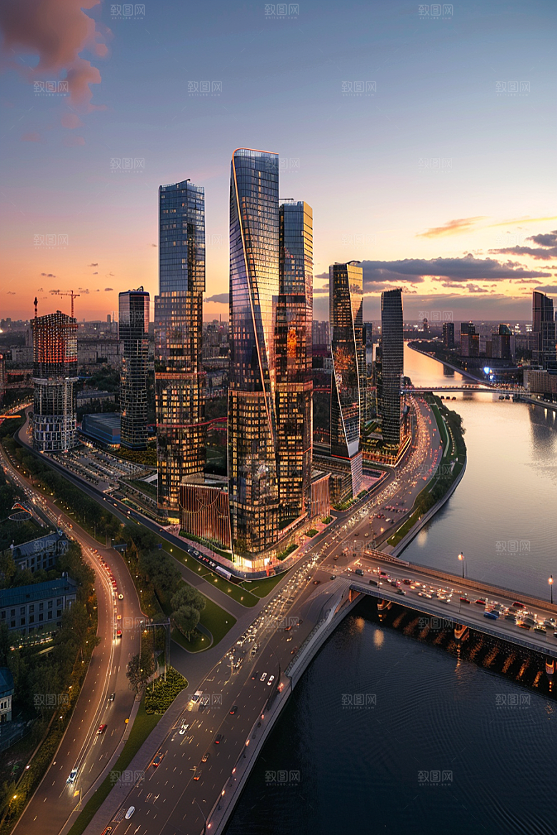 城市航拍建筑地标摄影图