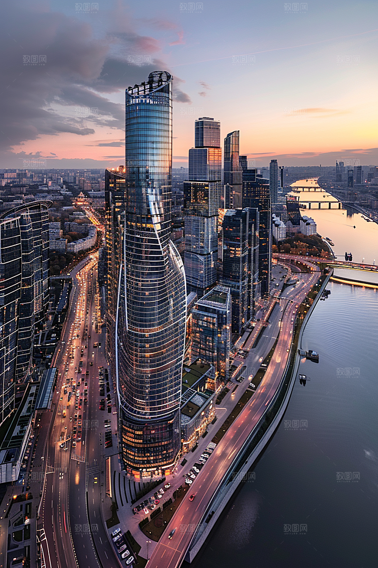 城市航拍高清流光溢彩摄影图