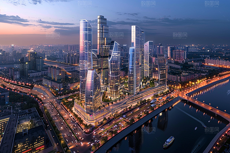 城市航拍高清楼宇摄影图