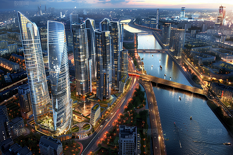 城市航拍摩登都市高清摄影图