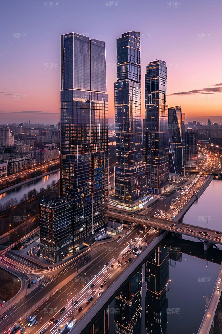 城市航拍楼宇摩登都市摄影图