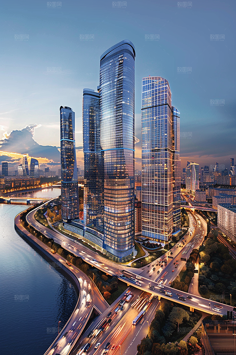 城市航拍建筑楼宇摄影图