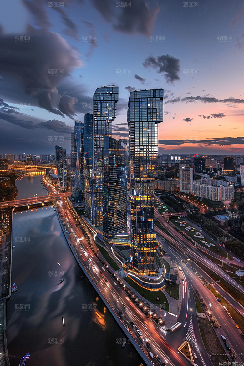 城市航拍俯拍建筑摄影图