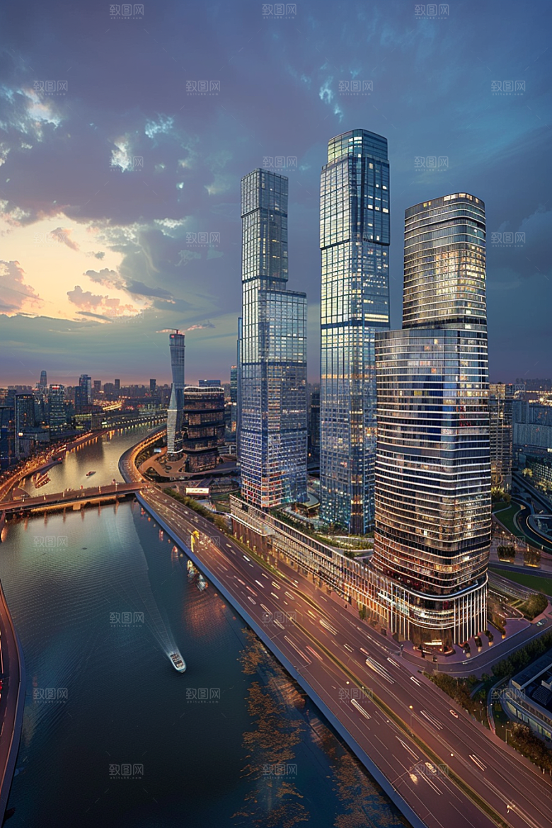 城市航拍高清高楼大厦摄影图