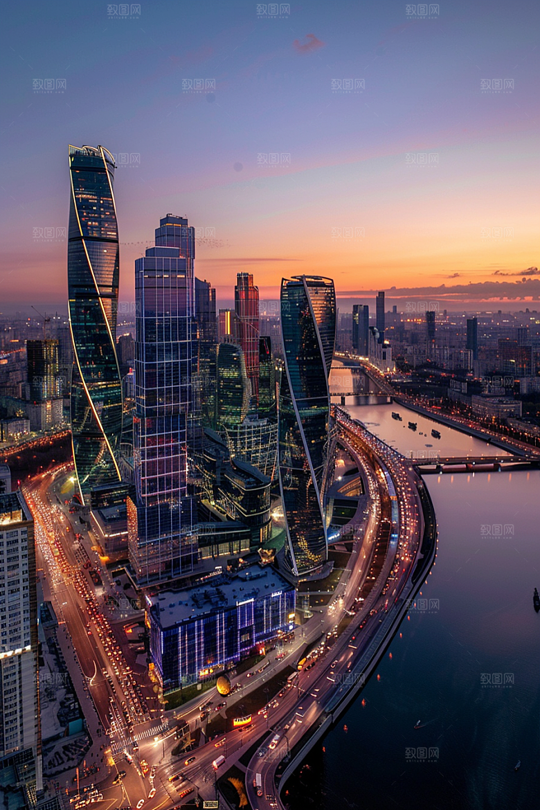 城市航拍摩登都市建筑摄影图