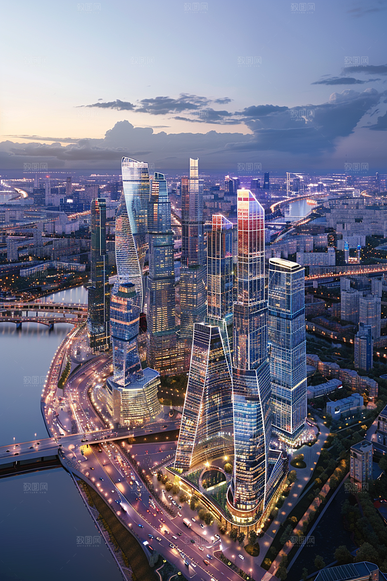 城市航拍建筑楼宇摄影图