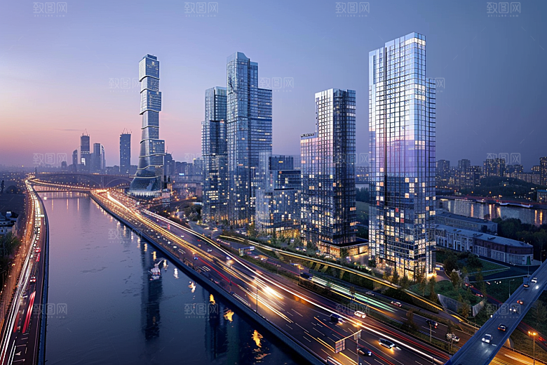 城市航拍建筑时尚摄影图