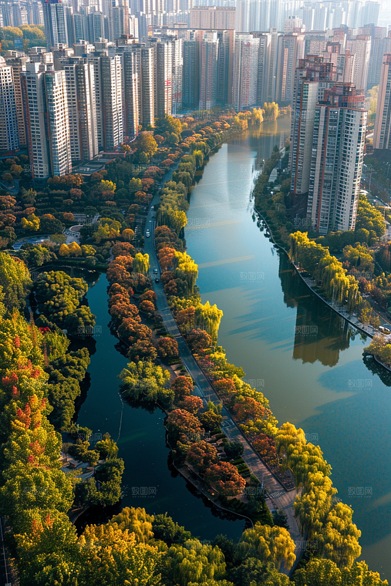 城市航拍地标建筑摄影图