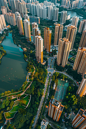 城市航拍高楼大厦地标摄影图