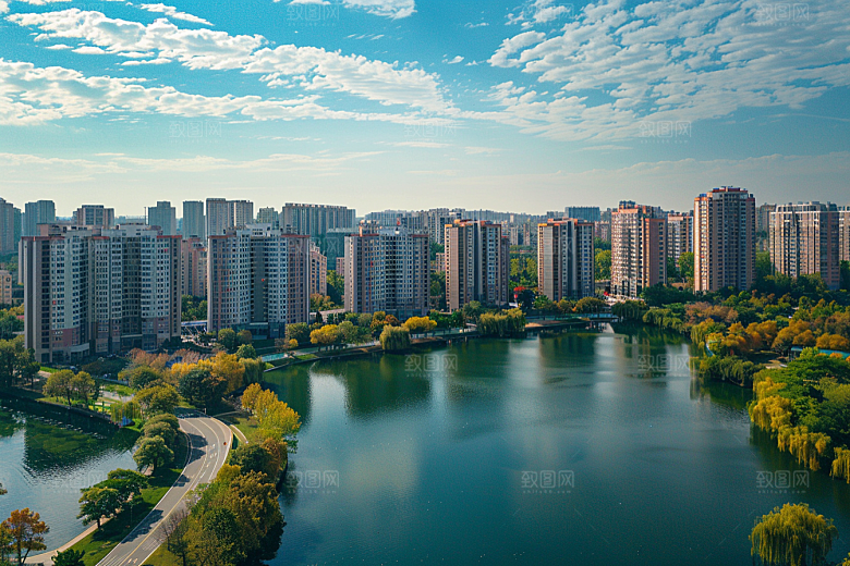 城市航拍摩登都市流光溢彩摄影图