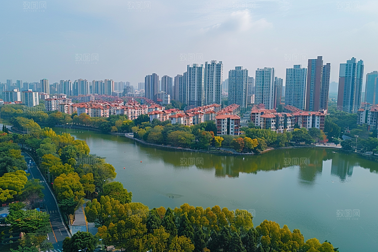 城市航拍繁华建筑摄影图