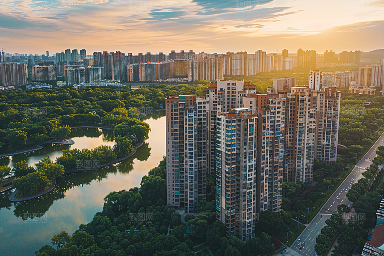 城市航拍高楼大厦时尚摄影图