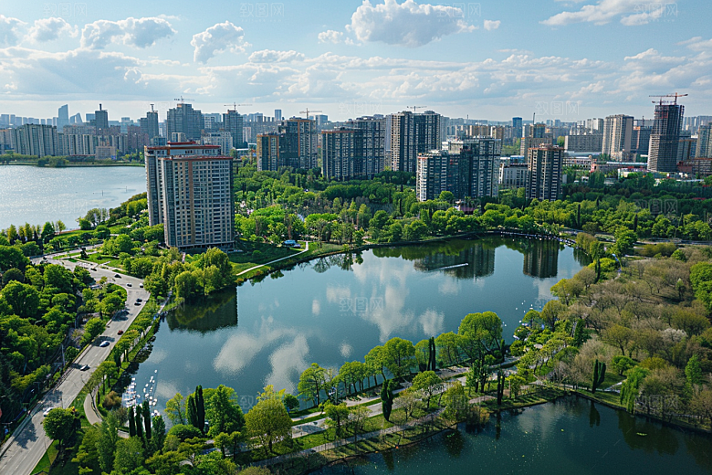 城市航拍摩登都市繁华摄影图